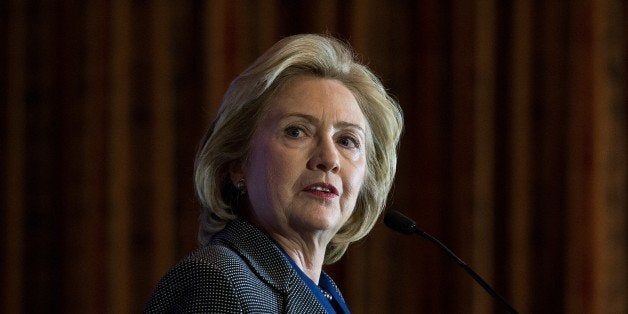 Former US Secretary of State Hillary Clinton speaks after receiving the 2013 Lantos Human Rights Prize during a ceremony on C