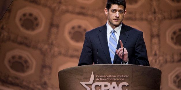 UNITED STATES - MARCH 6: Rep. Paul Ryan, R-Wisc., speaks during the American Conservative Union's Conservative Political Action Conference (CPAC) at National Harbor, Md., on Thursday March 6, 2014. (Photo By Bill Clark/CQ Roll Call)
