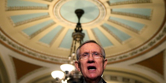 WASHINGTON, DC - MARCH 05: Senate Majority Leader Harry Reid (D-NV), speaks to reporters after attending the weekly Democrat policy luncheon at the U.S. Capitol on March 5, 2014 in Washington, DC. Senate Democrats gathered at a luncheon to discuss various issues inlcluding the situation in Ukraine. (Photo by Mark Wilson/Getty Images)