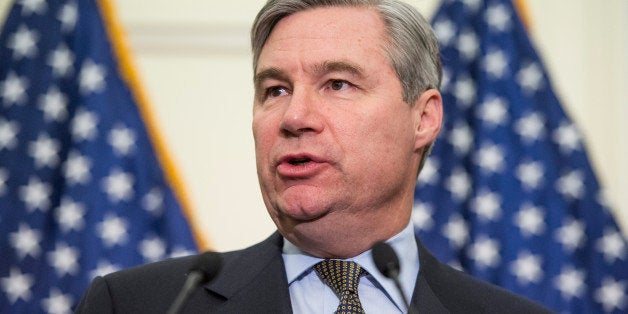 UNITED STATES - JANUARY 31: Sen. Sheldon Whitehouse, D-R.I., speaks during the news conference to oppose the chained Consumer Price Index to cut benefits for Social Security and disabled veterans on Thursday, Jan. 31, 2013. (Photo By Bill Clark/CQ Roll Call)