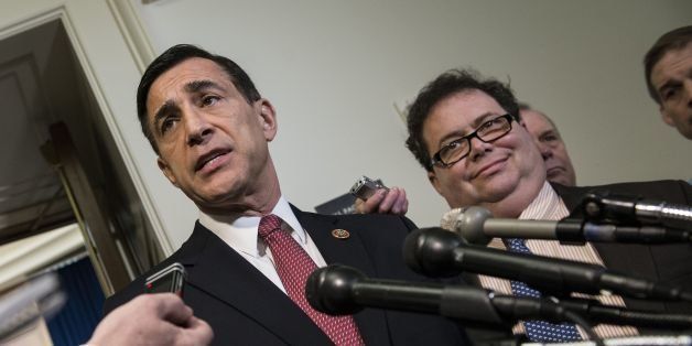 Committee chairman Rep. Darrell Issa (R-CA) speaks to reporters after a hearing of the House Oversight and Government Reform Committee on Capitol Hill University March 5, 2014 in Washington, DC. Issa(R-CA) questioned witness, former Internal Revenue Service(IRS) official Lois Lerner, to see if the Internal Revenue Service has been targeting US citizens based on their political beliefs. Lerner invoked her Fifth Amendment right not to testify. AFP PHOTO/Brendan SMIALOWSKI (Photo credit should read BRENDAN SMIALOWSKI/AFP/Getty Images)