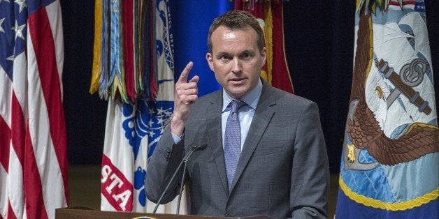 Eric Fanning, Acting Secretary of the US Air Force, the most senior openly gay military leader in the US, delivers remarks during the 2013 Lesbian Gay Bisexual Transgender Pride Month Ceremony at the Pentagon Auditorium June 25, 2013 in Washington, DC. AFP Photo/Paul J. Richards (Photo credit should read PAUL J. RICHARDS/AFP/Getty Images)