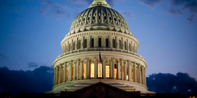 UNITED STATES ? JULY 30: Darkness falls over the Capitol Saturday evening, July 30, 2011, as Senate leaders on both sides st