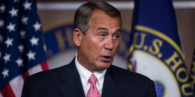 UNITED STATES - FEBRUARY 27: Speaker of the House John Boehner, R-Ohio, holds his weekly press briefing on Thursday, Feb. 27, 2014. (Photo By Bill Clark/CQ Roll Call)