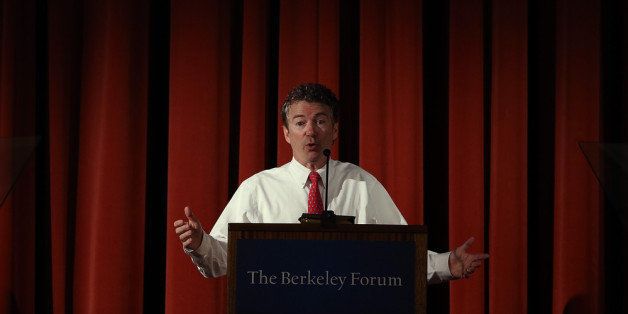 BERKELEY, CA - MARCH 19: U.S. Sen. Rand Paul (R-KY) speaks during the Berkeley Forum on the UC Berkeley campus on March 19, 2014 in Berkeley, California. Paul addressed the Berkeley Forum on the importance of privacy and curtailing domestic government surveillance. (Photo by Justin Sullivan/Getty Images)