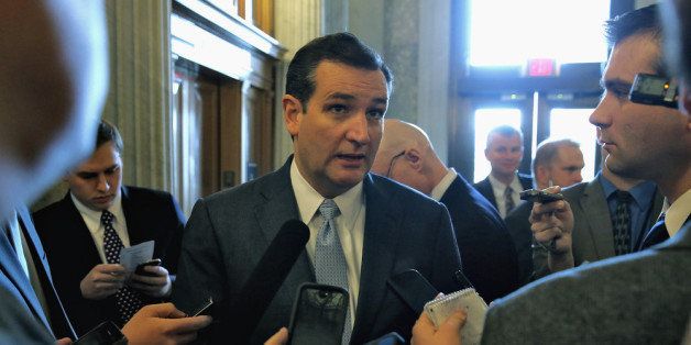 WASHINGTON, DC - MARCH 11: Sen. Ted Cruz (R-TX) speaks to reporters after attending a policy luncheon, March 11, 2014 on Capitol Hill in Washington, DC. Senate Republicans attended a policy luncheon to discuss the GOP agenda. (Photo by Mark Wilson/Getty Images)