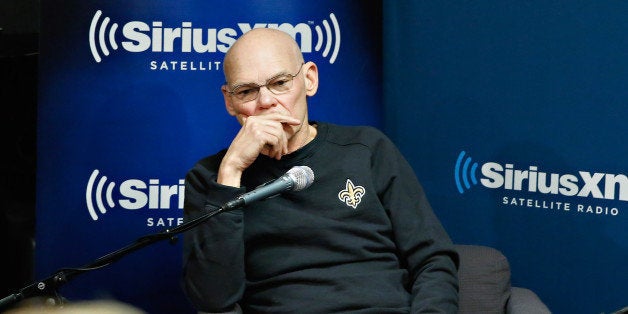 NEW YORK, NY - JANUARY 09: Democratic strategist/ author James Carville is interviewed with co-author Mary Matalin during a