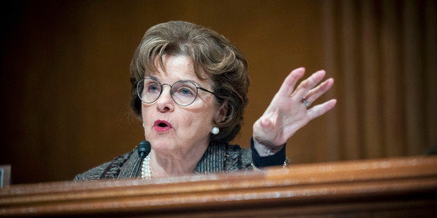 Senator Dianne Feinstein, a Democrat from California, questions a witness during a Senate Appropriations subcommittee hearing
