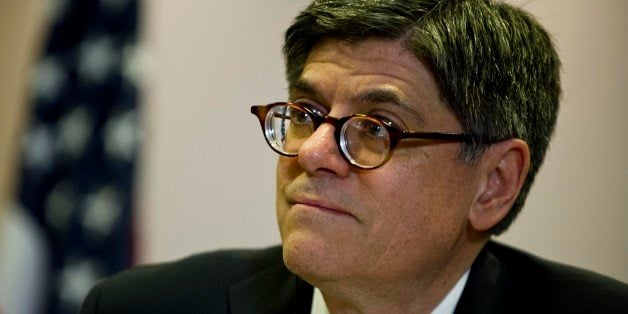 U.S. Secretary of the Treasury Jacob Lew delivers a joint press conference with Brazil's Finance Minister Guido Mantega (out