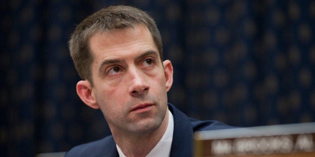 UNITED STATES - FEBRUARY 26: Rep. Tom Cotton, R-Ark., appears at a House Foreign Affairs Committee hearing in Rayburn Building titled 'International Wildlife Trafficking Threats to Conservation and National Security.' (Photo By Tom Williams/CQ Roll Call)