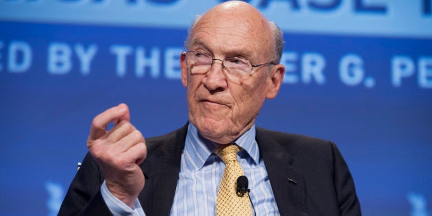 UNITED STATES - MAY 15: Former Sen. Alan Simpson, R-Wyo., speaks at the Peter G. Peterson Foundation's 2012 Fiscal Summit held at the Mellon Auditorium. (Photo By Tom Williams/CQ Roll Call)