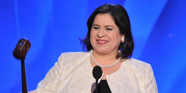 Leticia Van de Putte, State Senator from Texas and Co-Chair of the DNC, calls to order at the Democratic National Convention 2008 at the Pepsi Center in Denver, Colorado, on August 27, 2008. Senator Joseph Biden, 65, steps up tonight to claim the Democratic nomination for US vice president. The DNC is held 25-28 August. AFP PHOTO Paul J. RICHARDS (Photo credit should read PAUL J. RICHARDS/AFP/Getty Images)