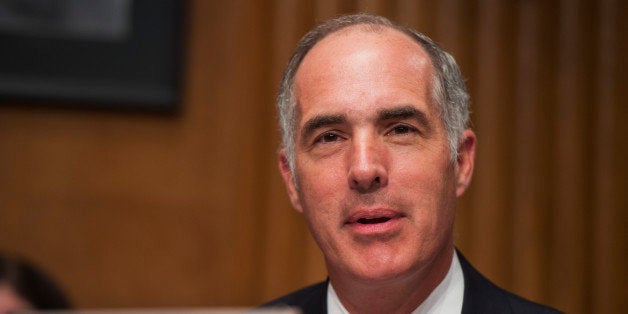 UNITED STATES - JULY 24: Sen. Bob Casey, D-Pa., makes a statement during Joint Economic Committee hearing in Dirksen Building on fixing the nation's deteriorating infrastructure. (Photo By Tom Williams/CQ Roll Call)