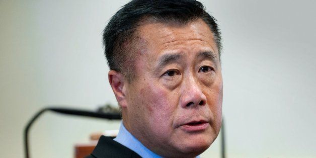 State Sen. Leland Yee (D-San Francisco) has been charged with public corruption as part of a major FBI operation spanning the Bay Area, law-enforcement sources said, casting yet another cloud of corruption over the Democratic establishment in the Legislature and torpedoing Yee's aspirations for statewide office.ÊHere, Yee speaks to members of the press in Sacramento, Calif., in this Feb. 14, 2013, file photo. (Randall Benton/Sacramento Bee/MCT via Getty Images)
