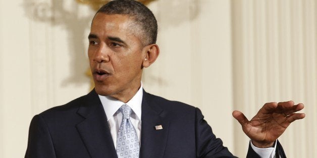 US President Barack Obama speaks at an Easter Prayer Breakfast at the White House in Washington, DC on April 14, 2014. AFP PHOTO/YURI GRIPAS (Photo credit should read YURI GRIPAS/AFP/Getty Images)