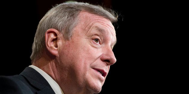 UNITED STATES - MARCH 26: Sen.Dick Durbin, D-Ill., speaks during the Senate Democrats' news conference to unveil 'A Fair Shot for Everyone' agenda on Wednesday, March 26, 2014. (Photo By Bill Clark/CQ Roll Call)