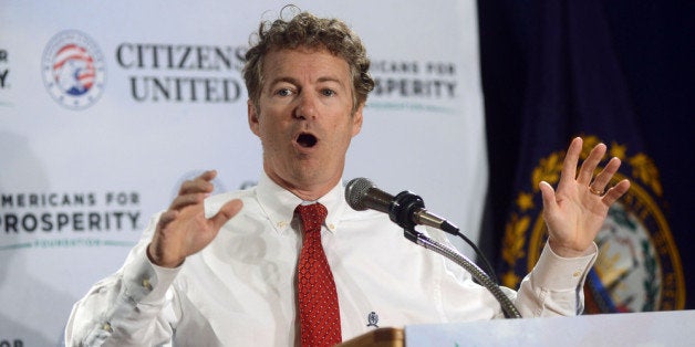 MANCHESTER, NH - APRIL 12: U.S. Senator Rand Paul (R-KY) speaks at the Freedom Summit at The Executive Court Banquet Facility April 12, 2014 in Manchester, New Hampshire. The Freedom Summit held its inaugural event where national conservative leaders bring together grassroots activists on the eve of tax day. Photo by Darren McCollester/Getty Images)