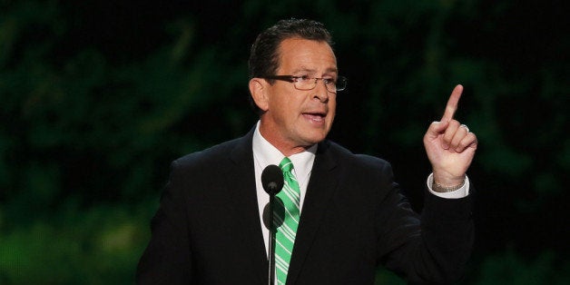 CHARLOTTE, NC - SEPTEMBER 05: Connecticut Gov. Dannel Malloy speaks during day two of the Democratic National Convention at Time Warner Cable Arena on September 5, 2012 in Charlotte, North Carolina. The DNC that will run through September 7, will nominate U.S. President Barack Obama as the Democratic presidential candidate. (Photo by Alex Wong/Getty Images)