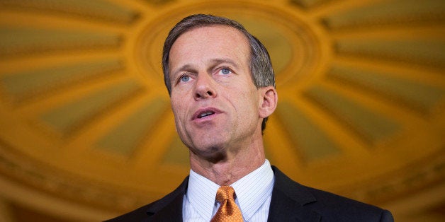 UNITED STATES - NOVEMBER 13: Sen. John Thune, R-S.D., speaks to the media after the senate luncheons in the Capitol. (Photo By Tom Williams/CQ Roll Call)