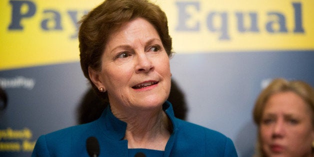 WASHINGTON, DC - APRIL 1: U.S. Sen. Jeanne Shaheen (D-NH) speaks during a press conference to urge Congress to pass the Paycheck Fairness Act, on Capitol Hill April 1, 2014 in Washington, DC. The act would ensure equal payment for equal work for both women and men. (Photo by Allison Shelley/Getty Images)