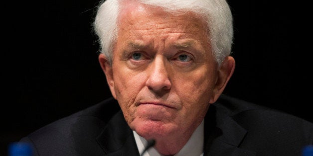 Thomas 'Tom' Donohue, president of the U.S. Chamber of Commerce, speaks during the International Financial Services conference in London, U.K., on Monday, April 22, 2013. U.K. inflation expectations tumbled to the lowest in almost four months this week as energy prices fell and government reports signaled growth is slowing, gilt yields show. Photographer: Simon Dawson/Bloomberg via Getty Images