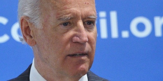 US Vice President Joe Biden speaks at the Toward a Europe Whole and Free conference at the Atlantic Council on April 30, 2014