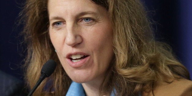 WASHINGTON, DC - MARCH 04: Office of Management and Budget Director Sylvia Burwell speaks during a news conference March 4,
