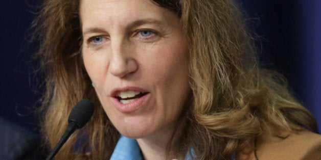 WASHINGTON, DC - MARCH 04: Office of Management and Budget Director Sylvia Burwell speaks during a news conference March 4, 2014 at the South Court Auditorium of the Eisenhower Executive Office Building in Washington, DC. Burwell held a news conference to discuss the Obama Administration's FY2015 budget proposal. (Photo by Alex Wong/Getty Images)