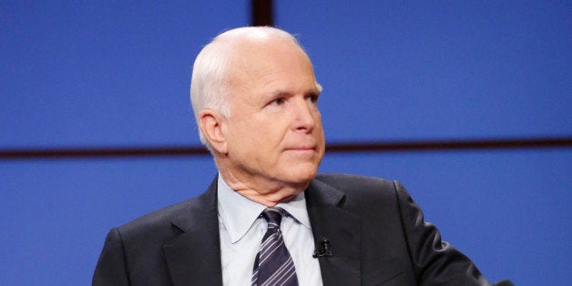 LATE NIGHT WITH SETH MEYERS -- Episode 0033 -- Pictured: Senator John McCain during an interview on April...