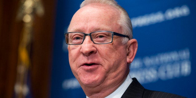 UNITED STATES - FEBRUARY 24: Rep. Buck McKeon, R-Calif., chairman of the House Armed Services Committee, delivers an address during a luncheon at the National Press Club on President Obama's plans to draw down troops in Afghanistan. (Photo By Tom Williams/CQ Roll Call)