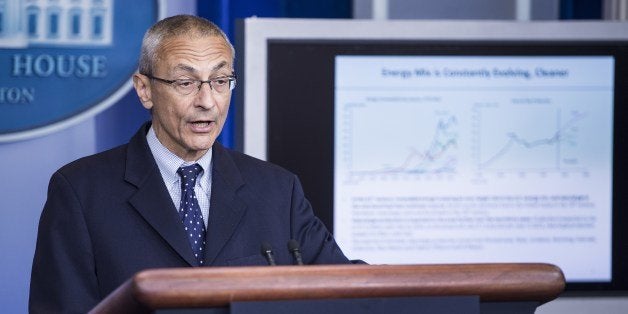 Senior White House counselor John Podesta speaks during the daily briefing at the White House on May 5, 2014 in Washington. AFP PHOTO/Brendan SMIALOWSKI (Photo credit should read BRENDAN SMIALOWSKI/AFP/Getty Images)