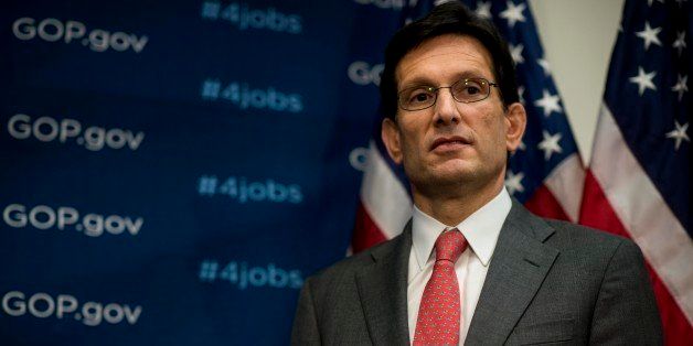 WASHINGTON, DC - MARCH 12: After the weekly Republican Conference meeting in room HC-5, House Majority Leader Eric Cantor (R-VA) and House leadership speak to journalists during a press conference on Capitol Hill Wednesday March 12, 2014. (Melina Mara/The Washington Post via Getty Images)