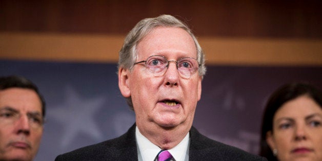 UNITED STATES - APRIL 30: Senate Minority Leader Mitch McConnell, R-Ky., speaks during the news conference on Ukraine on Wednesday, April 30, 2014. (Photo By Bill Clark/CQ Roll Call)