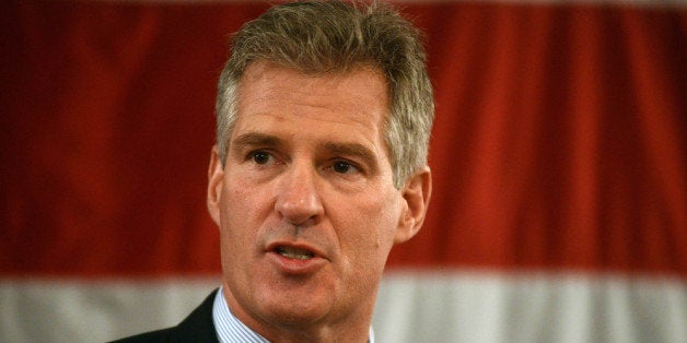 PORTSMOUTH, NH - APRIL 10: Scott Brown formally announces his candidacy for U.S. Senate April 10, 2014 at Sheraton Portsmouth Harborside Hotel in Portsmouth, New Hampshire. Brown, a former U.S. Senator in Massachusetts, recently moved to New Hampshire, and will look to take on incumbent U.S. Senator Jeanne Shaheen. Photo by Darren McCollester/Getty Images)