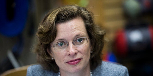 UNITED STATES - APRIL 16: Democratic candidate for U.S. Senate Michelle Nunn listens during her tour of the Whitewater Express rafting business by the Chattahoochee River in Columbus, Ga., on Wednesday, April 16, 2014. (Photo By Bill Clark/CQ Roll Call)