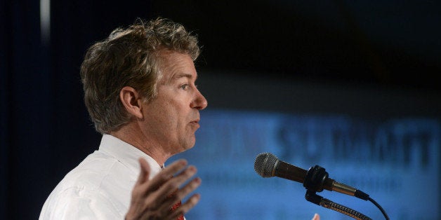 MANCHESTER, NH - APRIL 12: U.S. Senator Rand Paul (R-KY) speaks at the Freedom Summit at The Executive Court Banquet Facility April 12, 2014 in Manchester, New Hampshire. The Freedom Summit held its inaugural event where national conservative leaders bring together grassroots activists on the eve of tax day. Photo by Darren McCollester/Getty Images)