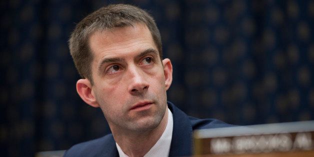 UNITED STATES - FEBRUARY 26: Rep. Tom Cotton, R-Ark., appears at a House Foreign Affairs Committee hearing in Rayburn Building titled 'International Wildlife Trafficking Threats to Conservation and National Security.' (Photo By Tom Williams/CQ Roll Call)