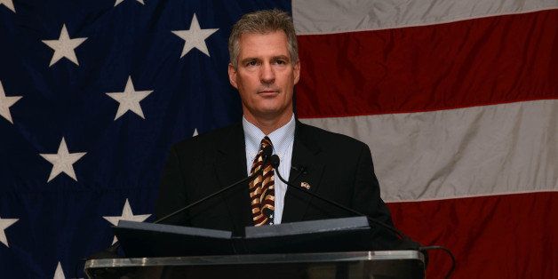 PORTSMOUTH, NH - APRIL 10: Scott Brown formally announces his candidacy for U.S. Senate April 10, 2014 at Sheraton Portsmouth Harborside Hotel in Portsmouth, New Hampshire. Brown, a former U.S. Senator in Massachusetts, recently moved to New Hampshire, and will take on incumbent U.S. Senator Jeanne Shaheen. (Photo by Darren McCollester/Getty Images)