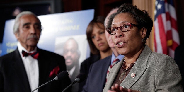 WASHINGTON, DC - NOVEMBER 18: Rep. Marcia Fudge (D-OH) speaks at a press conference with other members of Congress at the U.