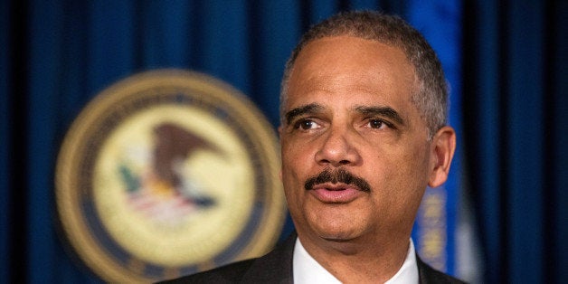 NEW YORK, NY - APRIL 01: U.S. Attorney General Eric Holder speaks at a press conference at the U.S. Attorney's Office for the Souther District of New York on April 1, 2014 in New York City. Holder spoke alongside U.S. Attorney for the South District of New York, Preet Bharara, about the prosecution of Osama Bin Laden's son-in-law, Sulaiman Abu Ghayth. (Photo by Andrew Burton/Getty Images)