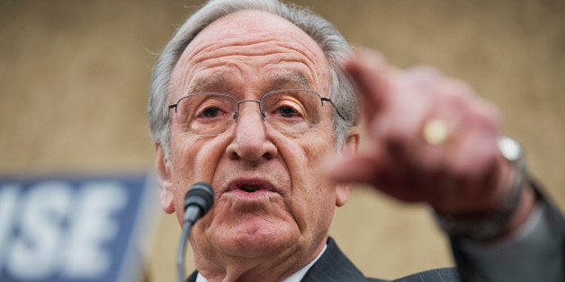 UNITED STATES - APRIL 03: Sen. Tom Harkin, D-Iowa, speaks at an event in the Capitol Visitor Center to call on the minimum wage to be increased to $10.10 per hour. (Photo By Tom Williams/CQ Roll Call)