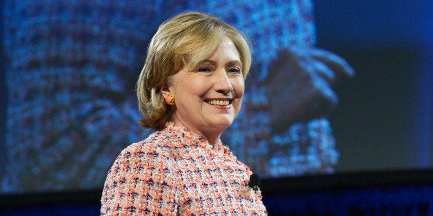 BOSTON, MA - APRIL 23: Hillary Clinton delivers the Keynote Address at the 35th Annual Simmons Leadership Conference at Simmons College on April 23, 2014 in Boston, Massachusetts. (Photo by Paul Marotta/Getty Images)