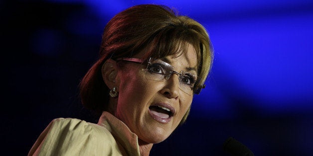 NEW ORLEANS, LA - MAY 29: Former Alaska Gov. Sarah Palin speaks during the 2014 Republican Leadership Conference on May 29, 2014 in New Orleans, Louisiana. Members of the Republican Party are scheduled to speak at the 2014 Republican Leadership Conference, which hosts 1,500 delegates from across the country through May 31st. (Photo by Justin Sullivan/Getty Images)