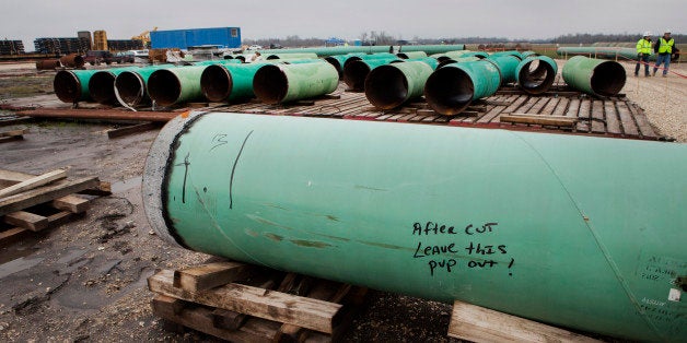 Pipes sit at the TransCanada Corp. Houston Lateral Project pipe yard in Mont Belvieu, Texas, U.S., on Wednesday, March 5, 2014. Russ Girling, TransCanada Corp. president and chief executive officer, said he remains 'optimistic' that market forces will see that the embattled Keystone XL oil sands pipeline is built, but the real question is when. Photographer: Scott Dalton/Bloomberg via Getty Images