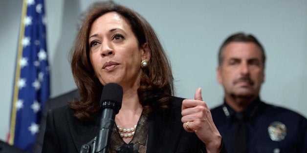 LOS ANGELES, CA - MAY 17: California Attorney General Kamala Harris speaks at a news conference on May 17, 2013 at the Los A