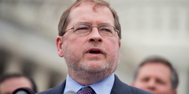 UNITED STATES - JUNE 18: Grover Norquist, president of Americans for Tax Reform, speaks at a news conference at the House Triangle to oppose the Marketplace Fairness Act, also called the internet tax, which would require online retailers to collect a sales tax at the time of a purchase. (Photo By Tom Williams/CQ Roll Call)