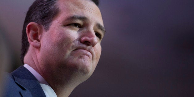 Senator Ted Cruz, a Republican from Texas, pauses while speaking during the Conservative Political Action Conference (CPAC) in National Harbor, Maryland, U.S., on Thursday, March 6, 2014. CPAC, a project of the American Conservative Union (ACU), runs until Saturday, March 8. Photographer: Andrew Harrer/Bloomberg via Getty Images