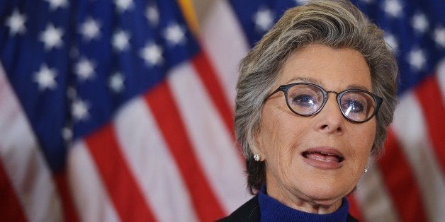 Senator Barbara Boxer, D-CA, speaks during a press conference calling for the creation of an independent military justice system for deal with sexual harassment and assault in the military, in the Russell Senate Office Building on Capitol Hill in Washington, DC on February 6, 2014. AFP PHOTO/Mandel NGAN (Photo credit should read MANDEL NGAN/AFP/Getty Images)