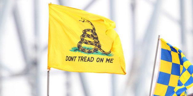CHESTER, PA - JUNE 11: Fans of the Philadelphia Union fly a 'Don't Tread on Me' flag during a game against Real Salt Lake at PPL Park on June 11, 2011 in Chester, Pennsylvania. (Photo by Hunter Martin/Getty Images)