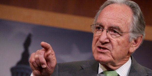 WASHINGTON, DC - APRIL 30: Senate Health, Education, Labor, and Pensions Committee Chairman Tom Harkin (D-IA) answers reporters questions during a news conference at the U.S. Capitol April 30, 2014 in Washington, DC. Members of the Democratic leadership held the news conference moments after the Senate failed to open debate on the bill to raise the minimum wage to $10.10 an hour. (Photo by Chip Somodevilla/Getty Images)